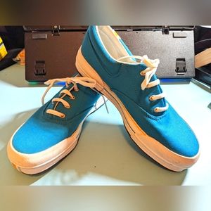 EUC Women's Canvas Keds Turquoise w Gold Size 7.5